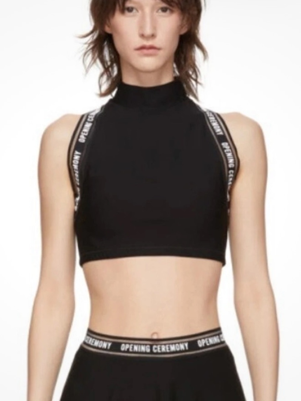 Opening Ceremony Black Crop Mockneck sports bra top